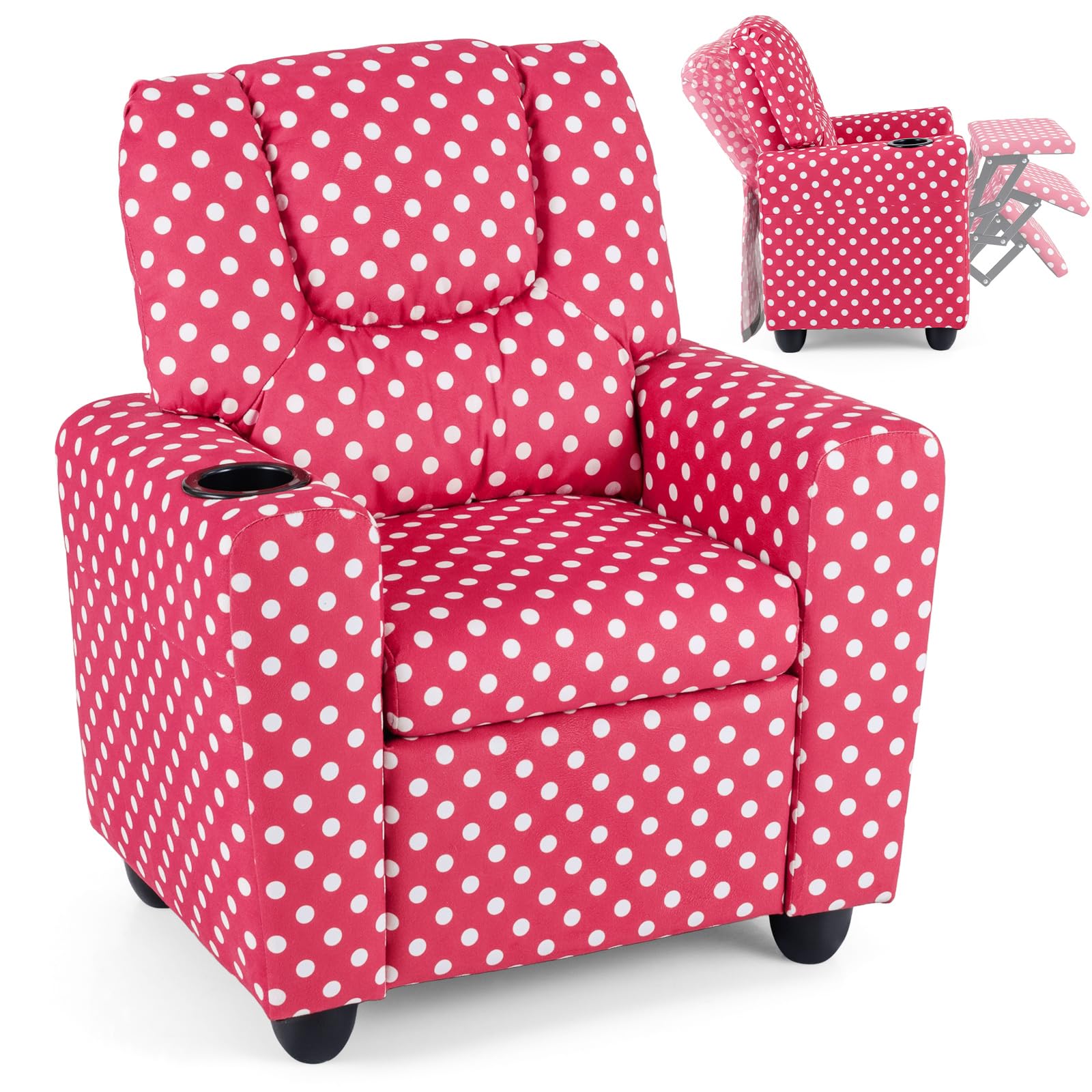 Kids Recliner Chair with Cup Holder, Comfortable Lounge Seat