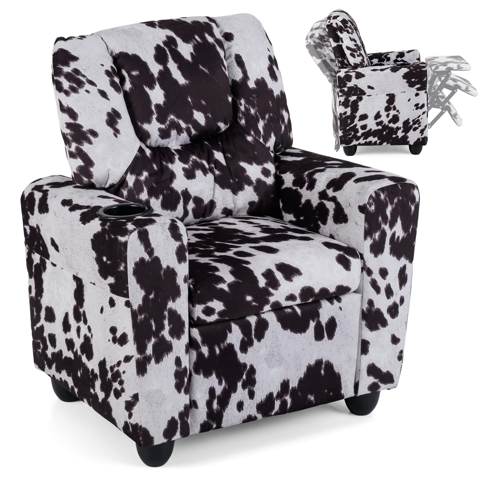Kids Recliner Chair with Cup Holder, Comfortable Lounge Seat