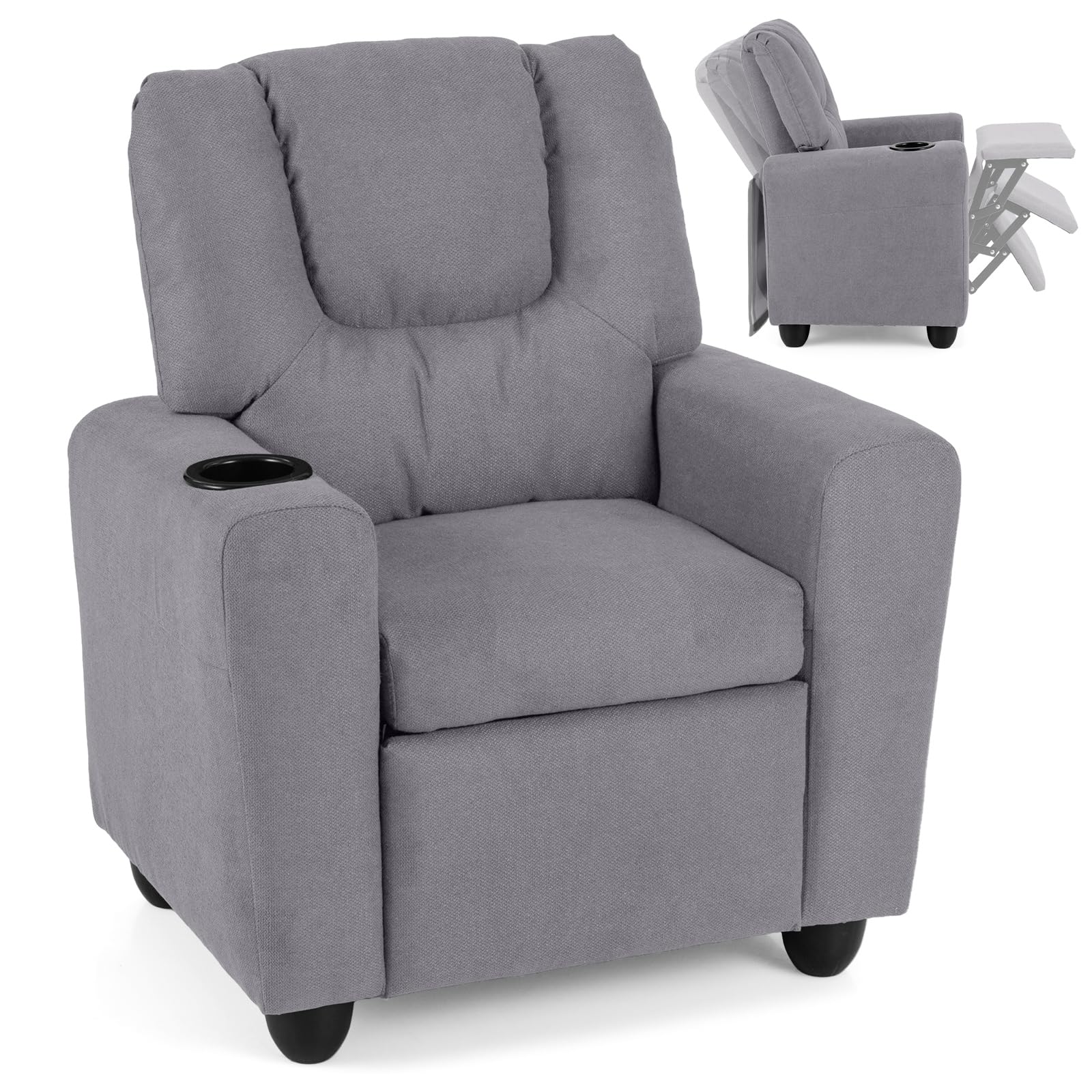 Kids Recliner Chair with Cup Holder, Comfortable Lounge Seat