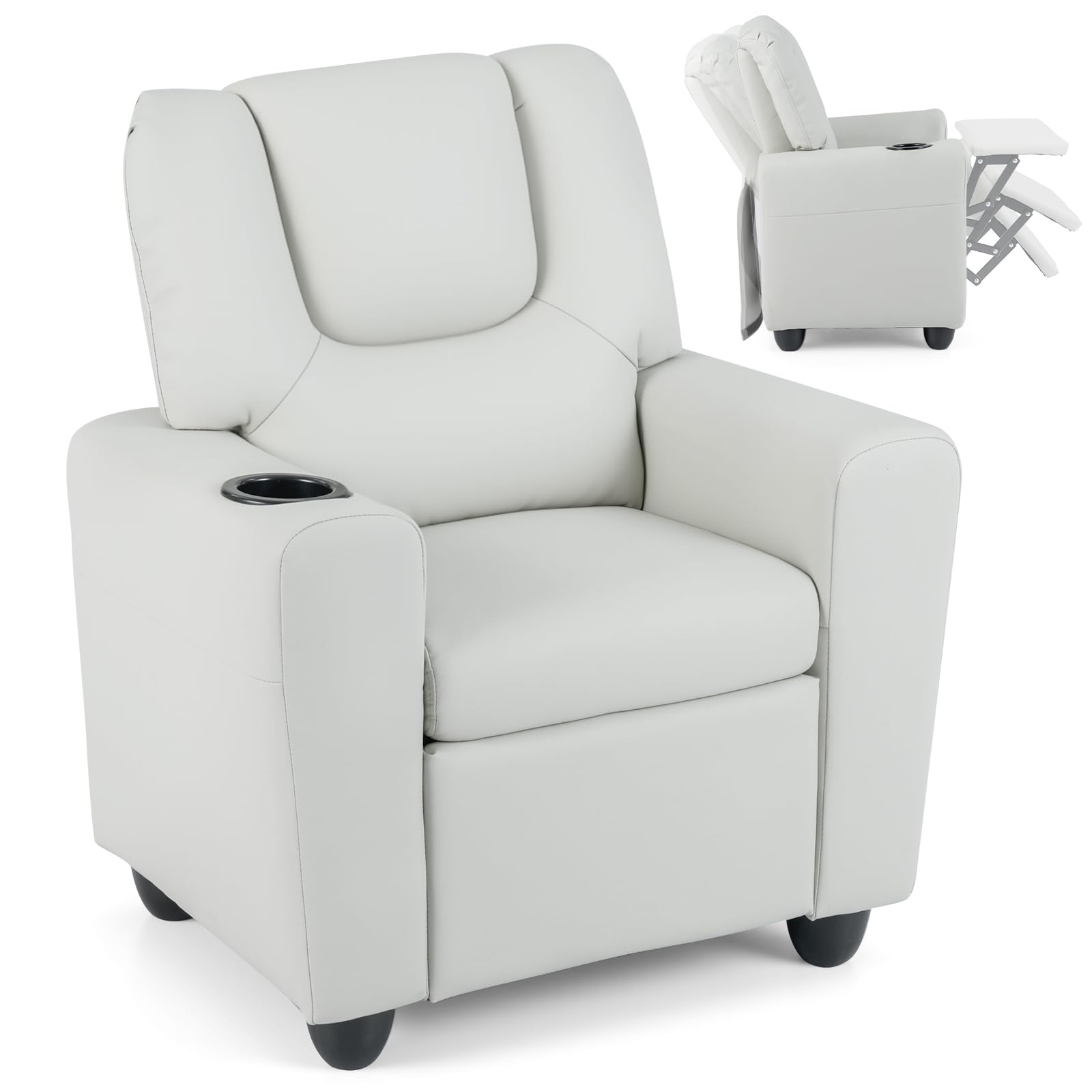 Kids Recliner Chair with Cup Holder, Comfortable Lounge Seat