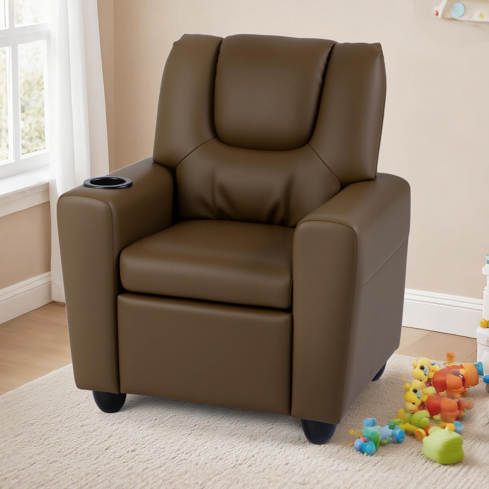 Kids Recliner Chair with Cup Holder, Comfortable Lounge Seat