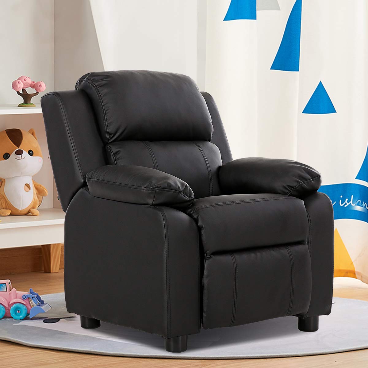 Kids Leather Recliner, Ergonomic Lounge Chair, Adjustable Sofa
