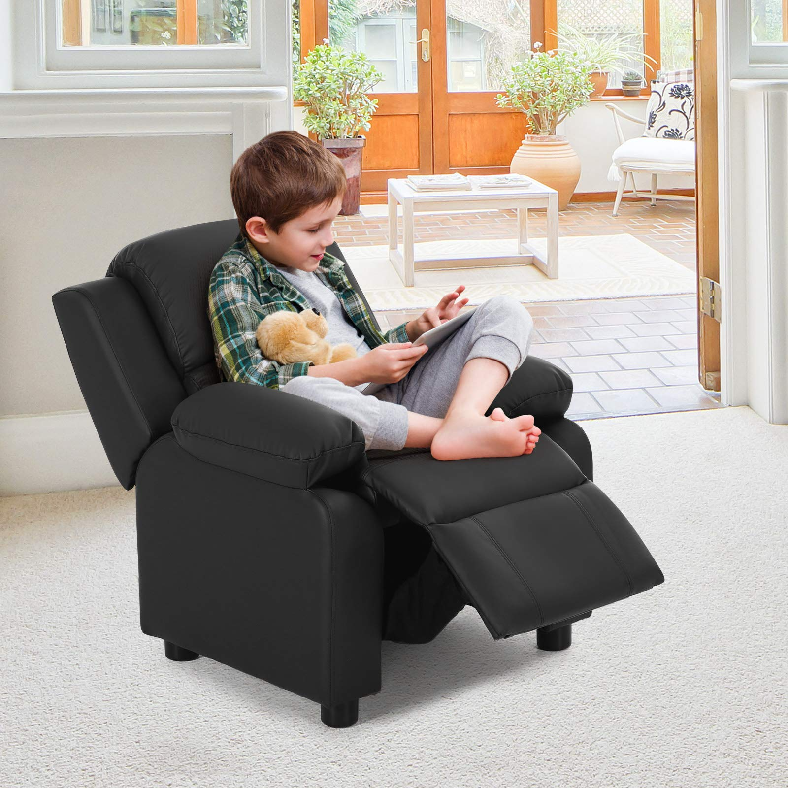Kids Leather Recliner, Ergonomic Lounge Chair, Adjustable Sofa